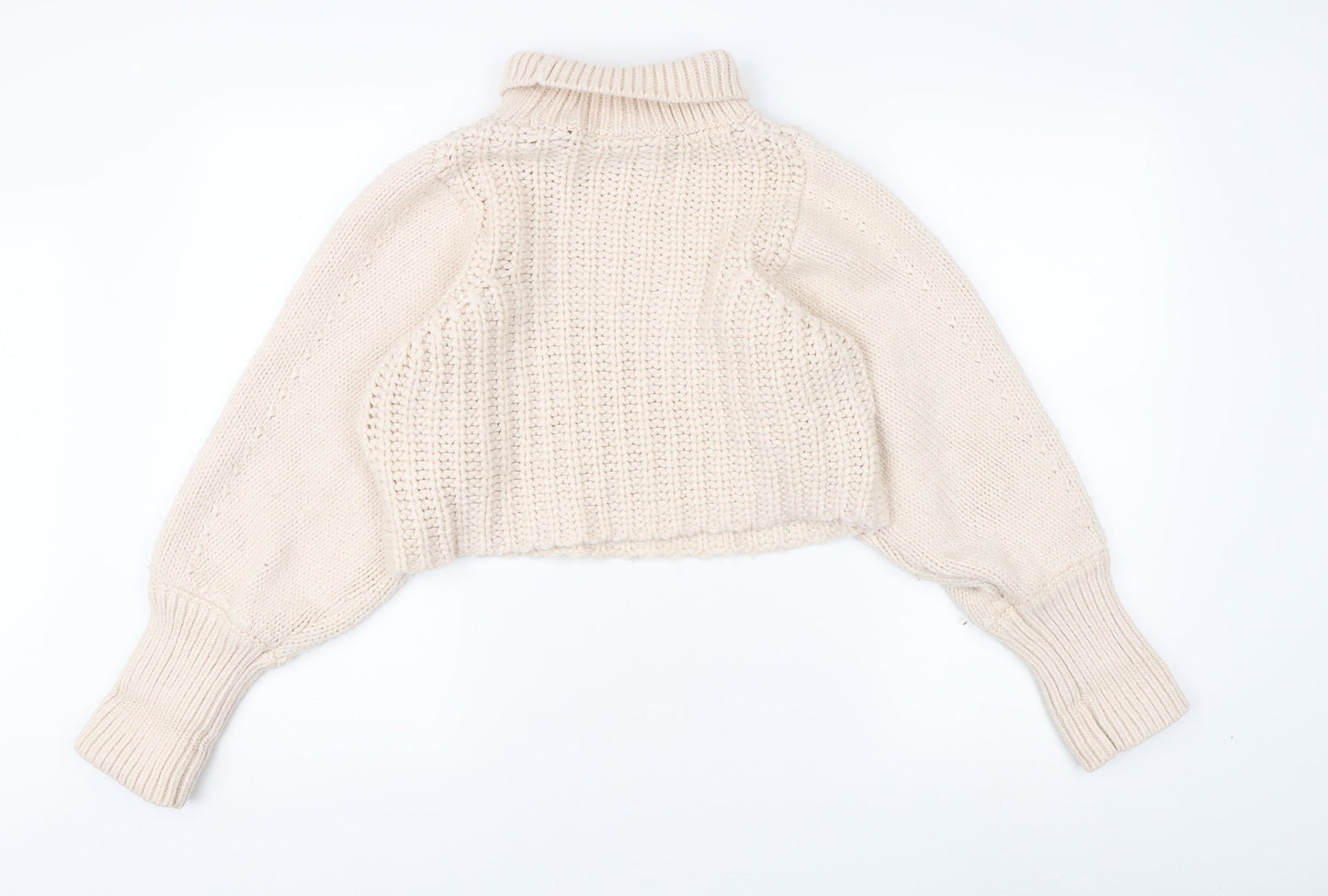Monki Women's Beige High Neck Pullover Jumper Size 12