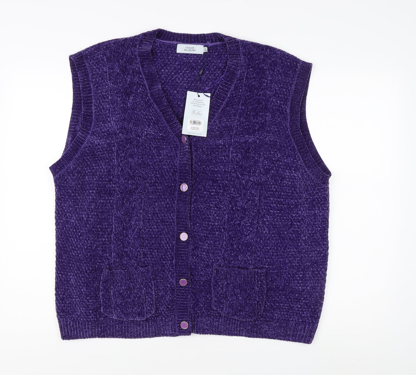 Honor Millburn Women's Purple XL Vest with Buttons