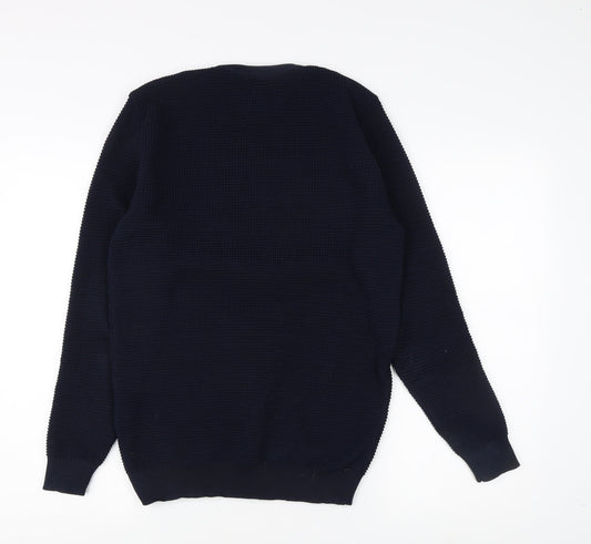 River Island Men's Blue Striped Pullover Sweatshirt