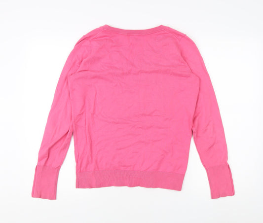 Boden Women's Pink V-Neck Pullover Jumper M