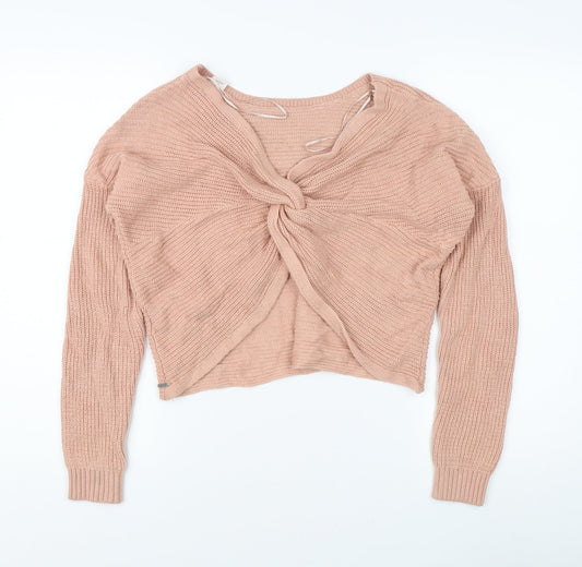 Hollister Women's Pink Open-Knit Pullover Jumper S