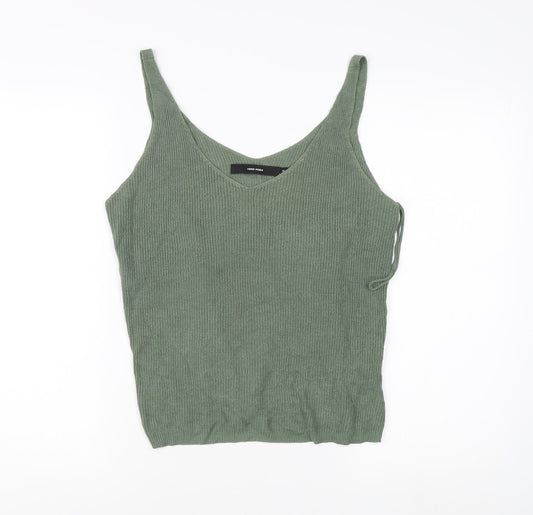 Vero Moda Women's Green Knit V-Neck Tank Top