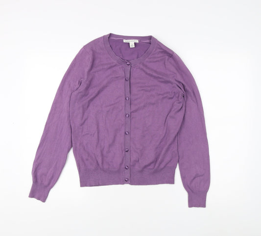Banana Republic Women's Purple Cardigan M Crew Neck