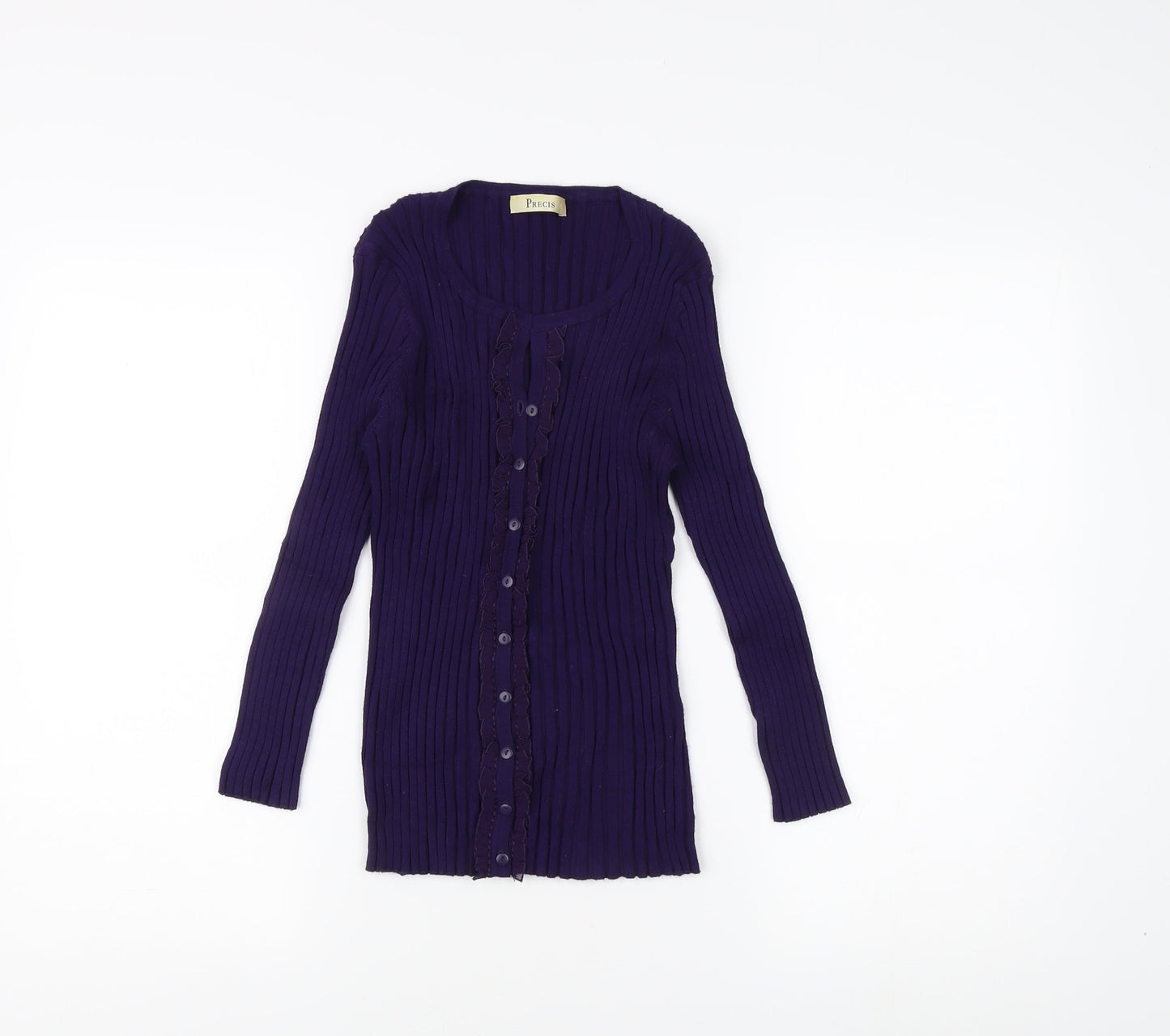 Precis Women's Purple Cardigan - M, Scoop Neck Long Sleeve