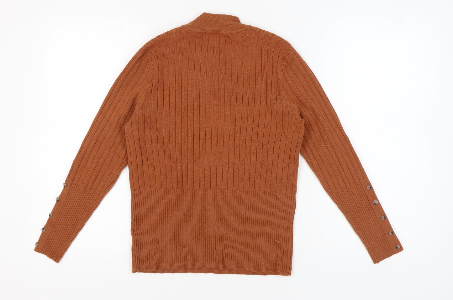Marks and Spencer Women Brown Mock Neck Pullover Jumper