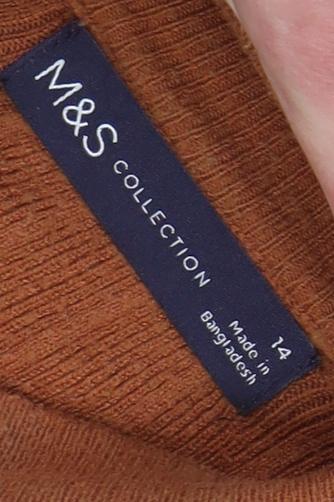 Marks and Spencer Women Brown Mock Neck Pullover Jumper