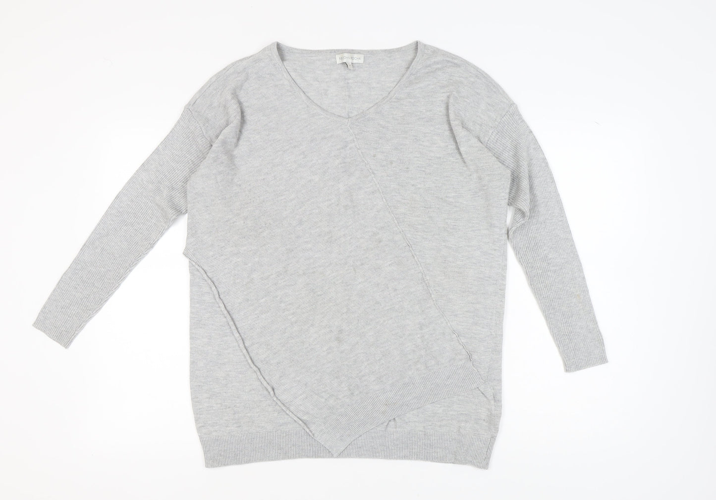 RJR.John Rocha Women's Grey V-Neck Pullover Jumper Size 16