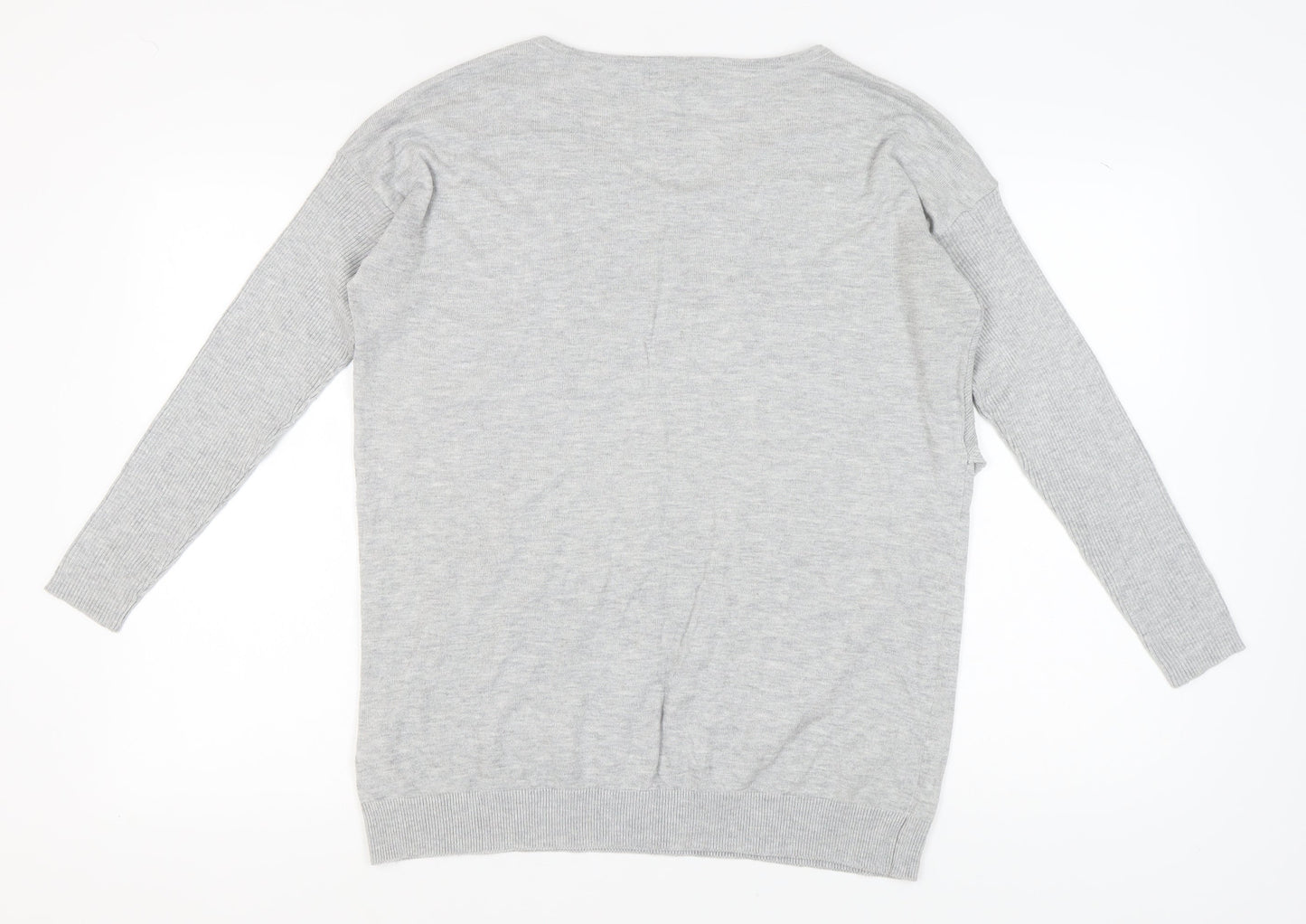 RJR.John Rocha Women's Grey V-Neck Pullover Jumper Size 16