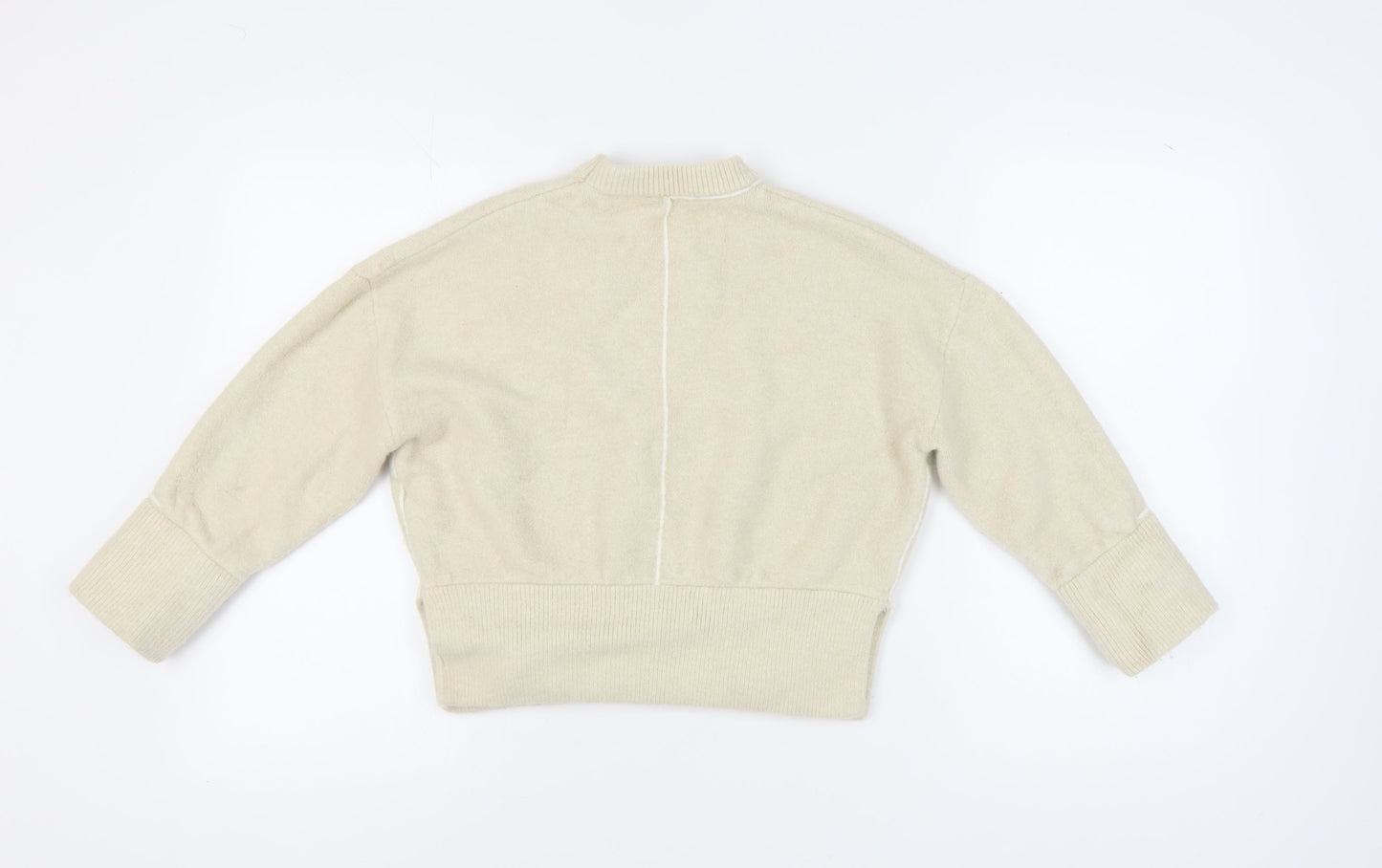 Zara Women's Beige Pullover Jumper, Size 8, Crew Neck