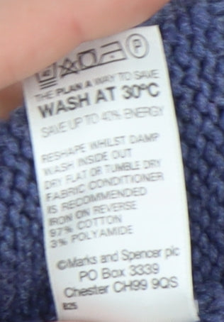 Marks and Spencer Women's Blue Full Zip Jumper Size 20