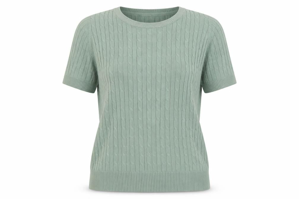 Womens UK M Regular Jones New York Green Pullover Cable-Knit