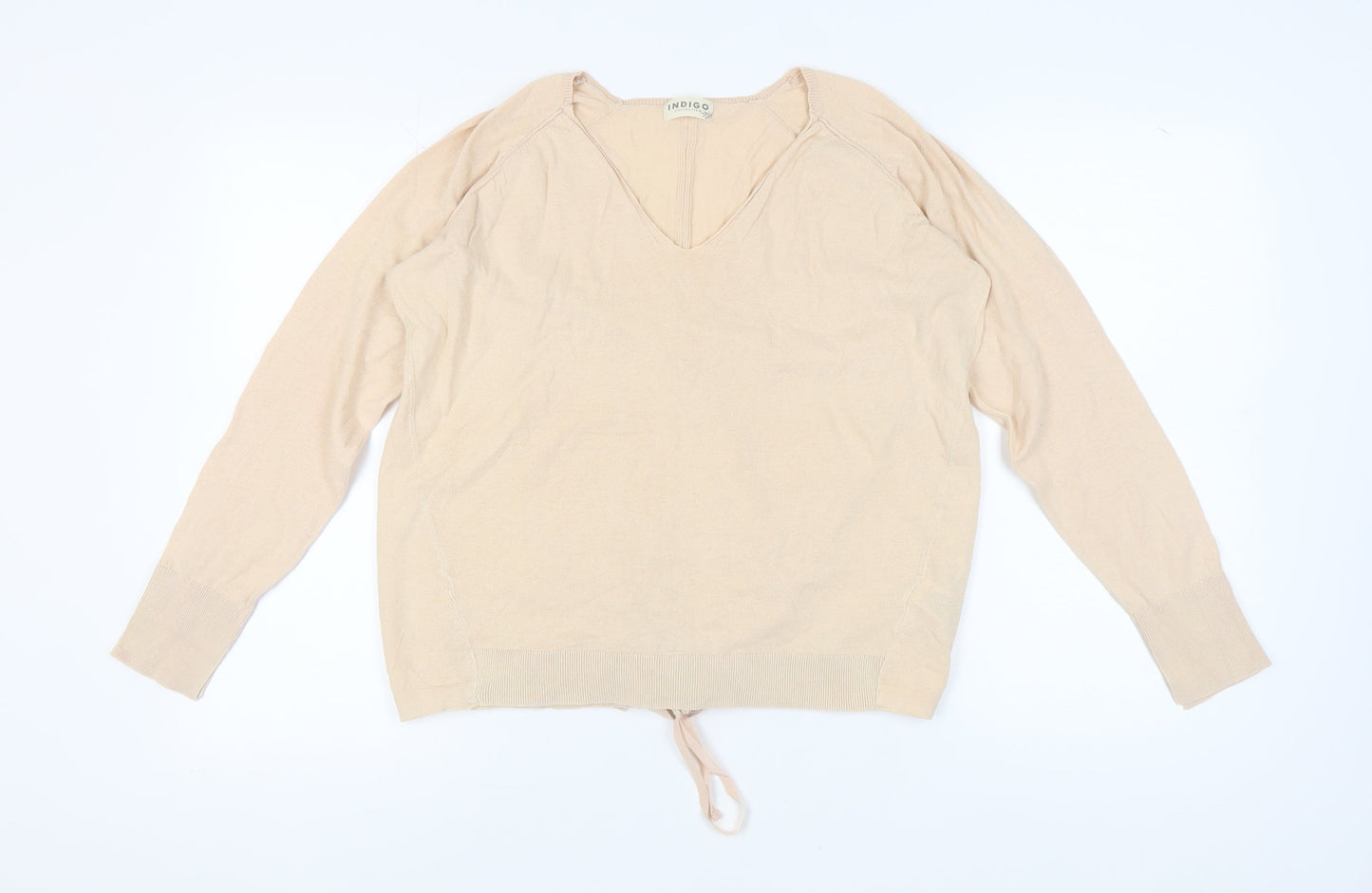 Marks and Spencer Women's Beige V-Neck Pullover Jumper