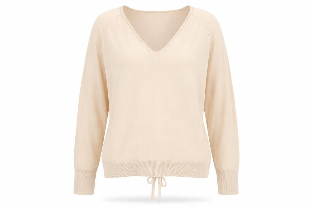 Marks and Spencer Women's Beige V-Neck Pullover Jumper