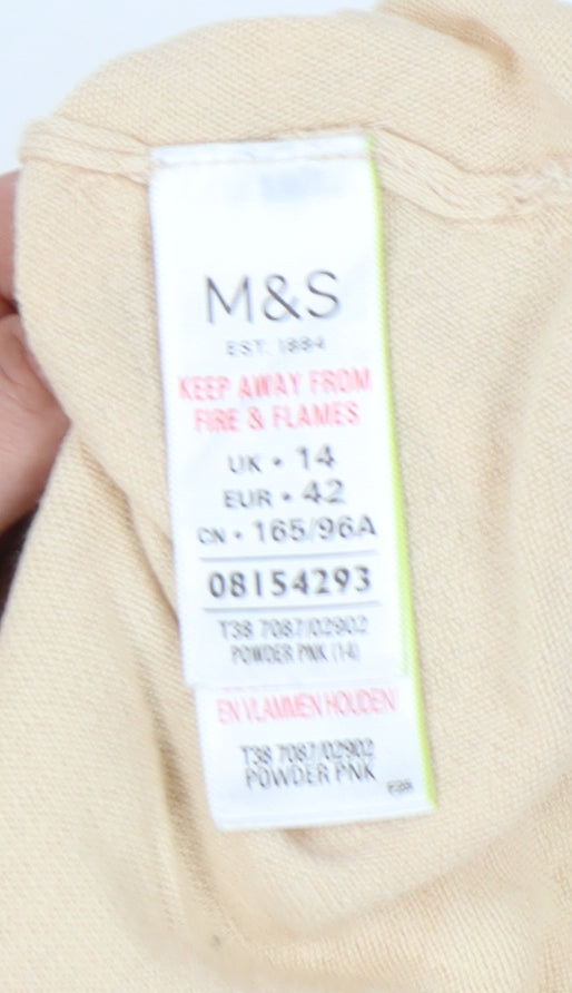 Marks and Spencer Women's Beige V-Neck Pullover Jumper