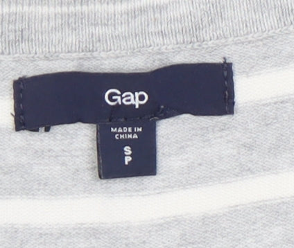 Gap Women's Grey Striped 3/4 Sleeve T-Shirt, Size S