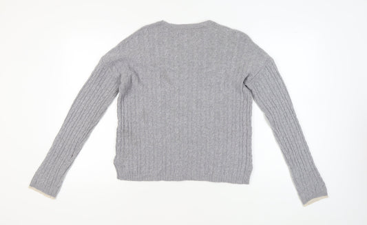 Paul Costelloe Women's Grey Cable-Knit Jumper, Size 14