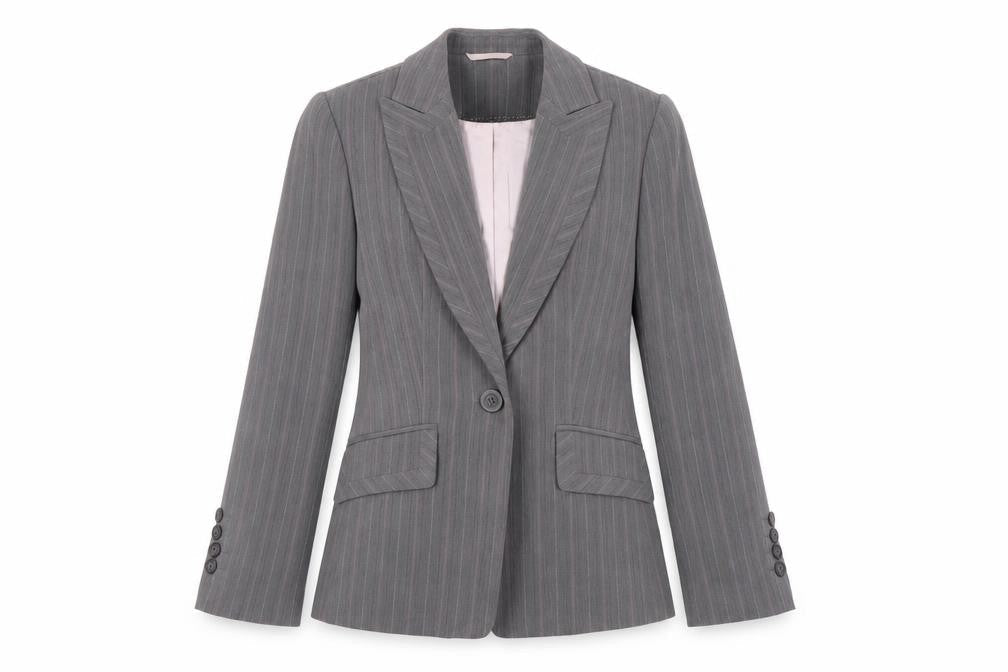 Marks and Spencer Women's Grey Pinstripe Blazer Size 6