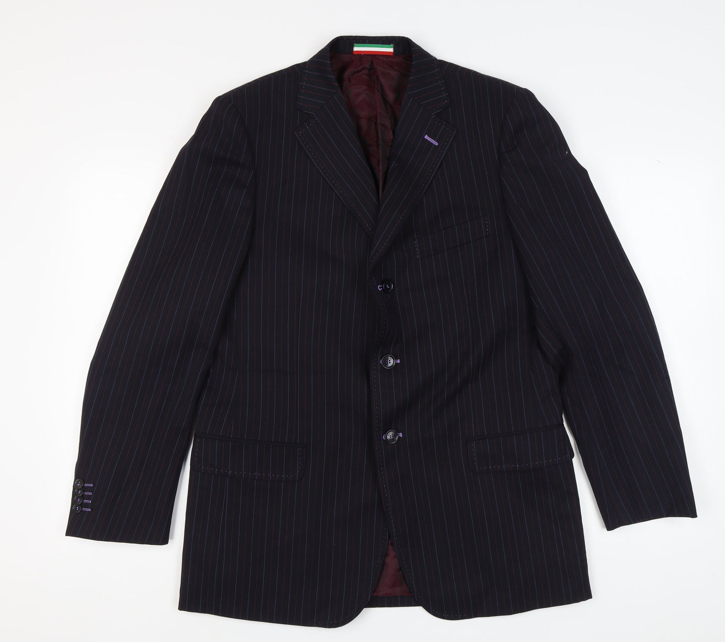 Moschino Men's Black Striped Wool Suit Jacket UK 42