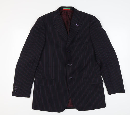 Moschino Men's Black Striped Wool Suit Jacket UK 42