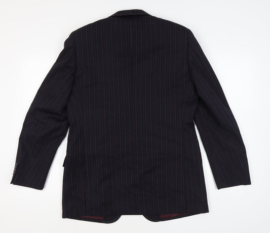 Moschino Men's Black Striped Wool Suit Jacket UK 42