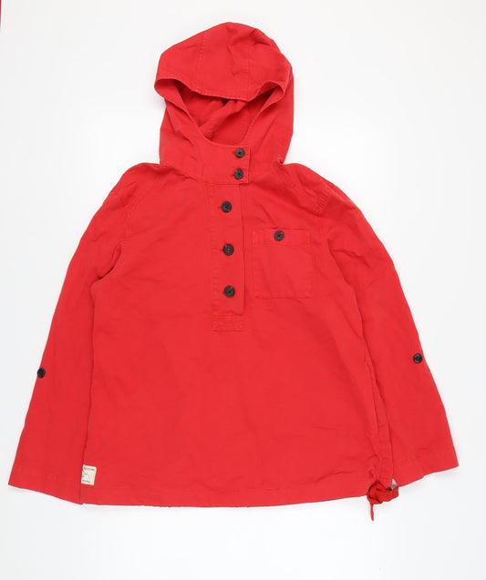 Joules Women's Red Hooded Anorak Jacket Size 12