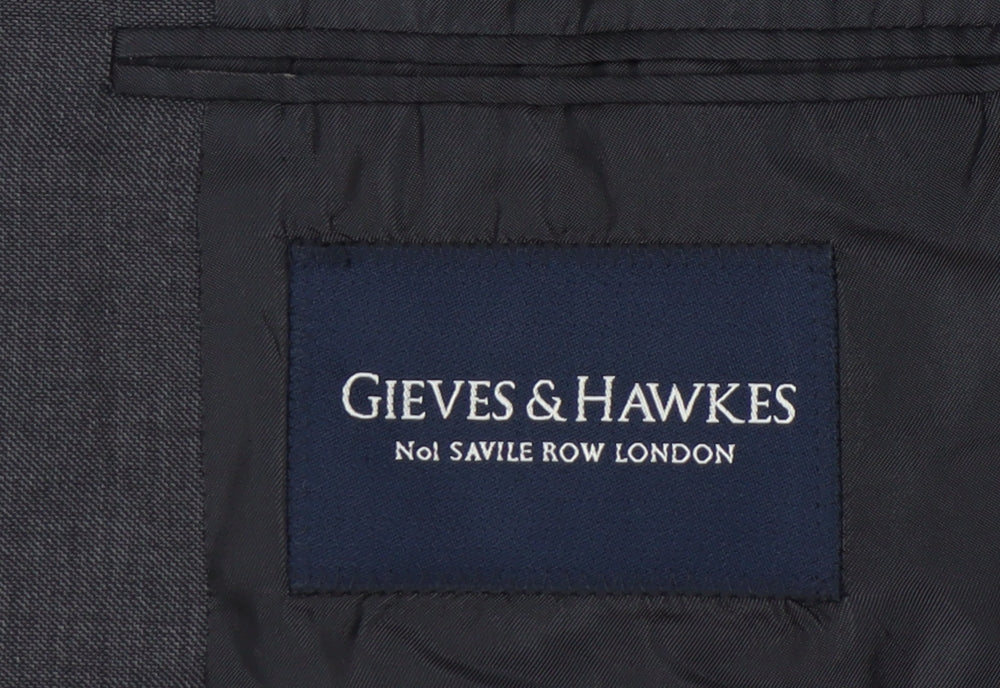 Gieves & Hawkes Grey Wool Men's Blazer 38 Regular Fit
