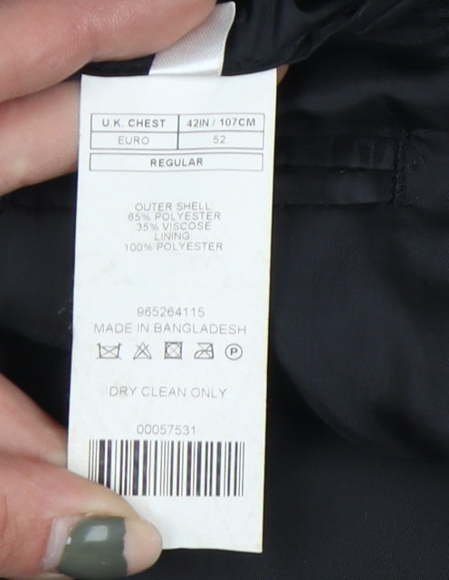 Moss Esq Black Men's Blazer Regular Fit Size 42R