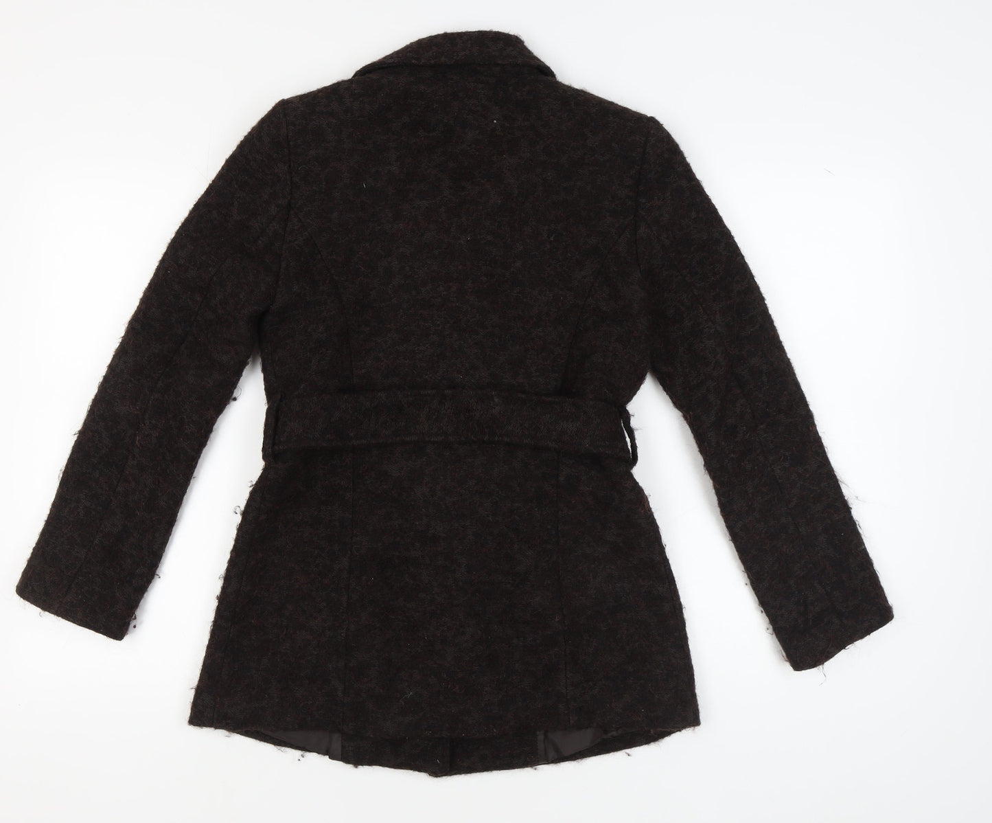 Marks and Spencer Women's Black Wool Belted Coat Size 8