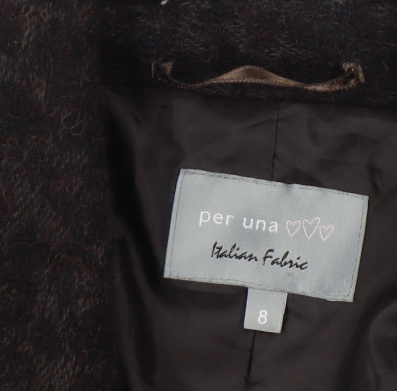 Marks and Spencer Women's Black Wool Belted Coat Size 8