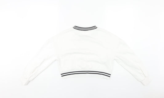Mango Women White XS Pullover Sweatshirt with Logo