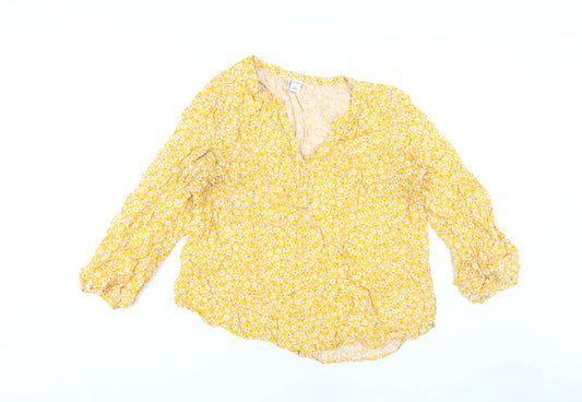 Old Navy Women's Yellow Floral Bohemian Blouse XL