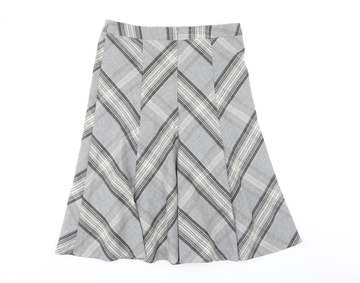 Viyella Women's Grey A-Line Check Skirt Size 12