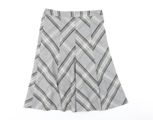 Viyella Women's Grey A-Line Check Skirt Size 12