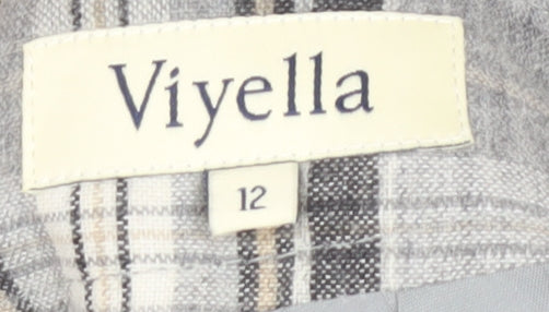 Viyella Women's Grey A-Line Check Skirt Size 12