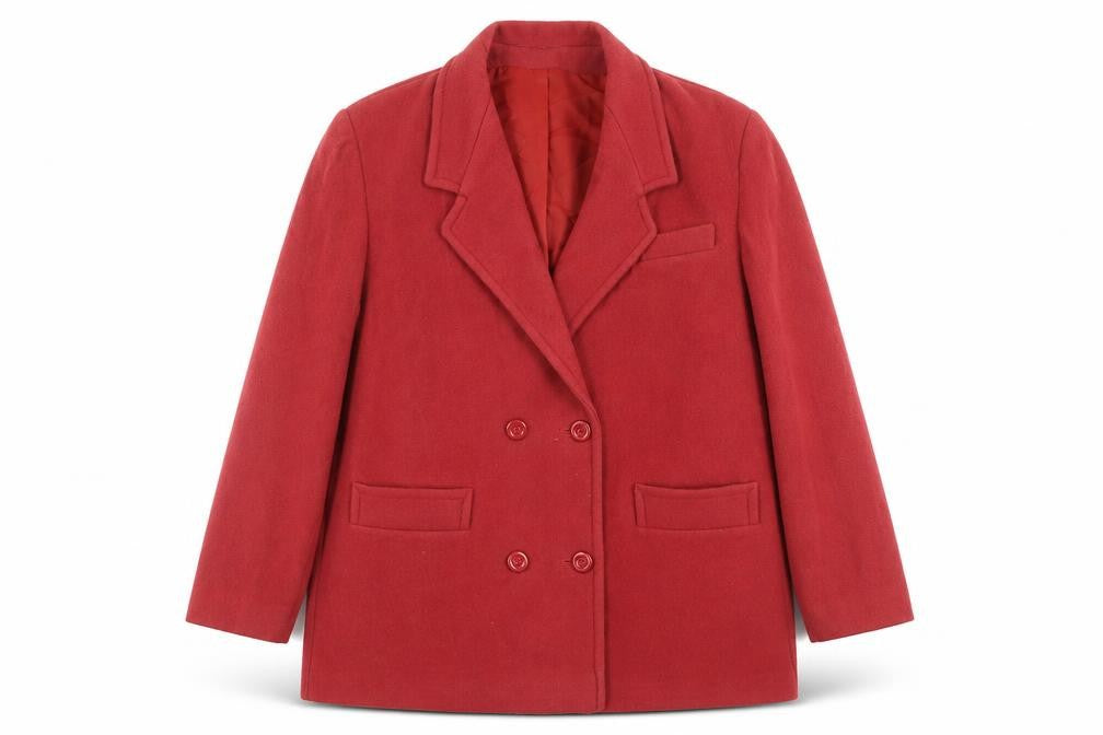 Front view of NUAGE Women's Red Wool Overcoat, size 16