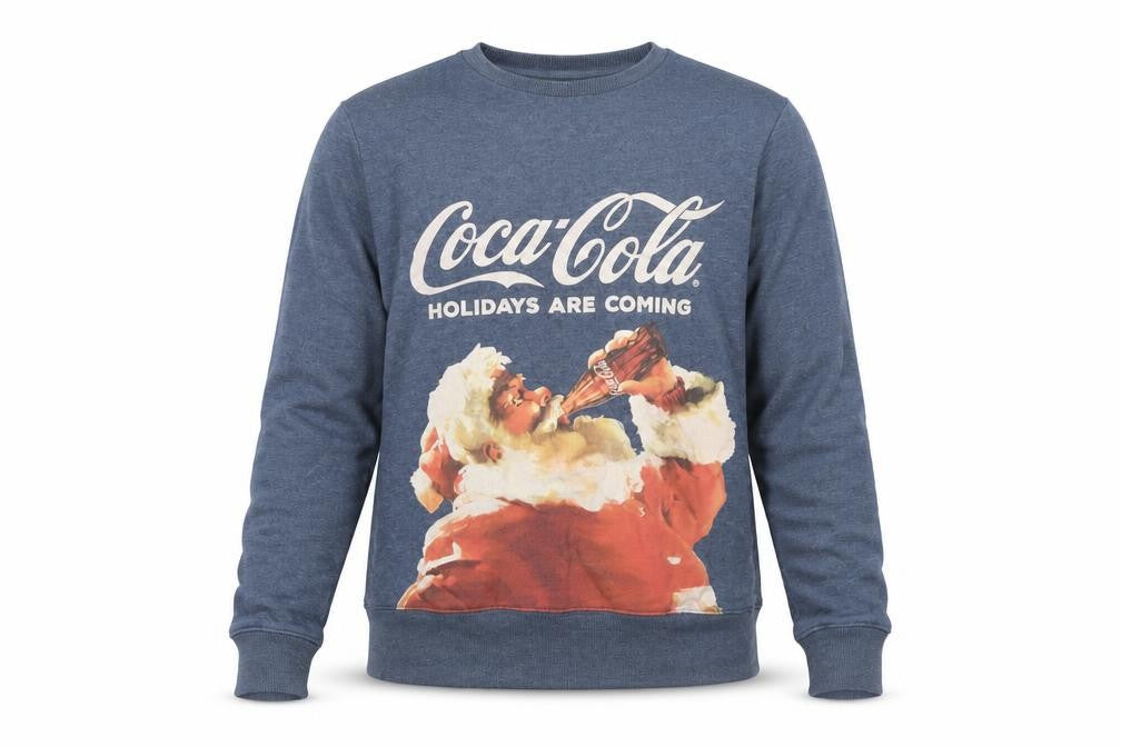 Unisex Adults UK S Regular Coca-Cola Blue Pullover Sweatshirt