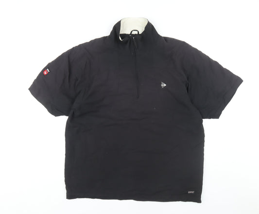 Dunlop Men's Black 1/2 Zip T-Shirt, Size M