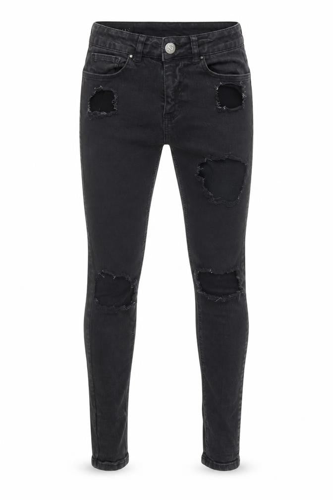Sinners Men's Black Distressed Skinny Jeans XS