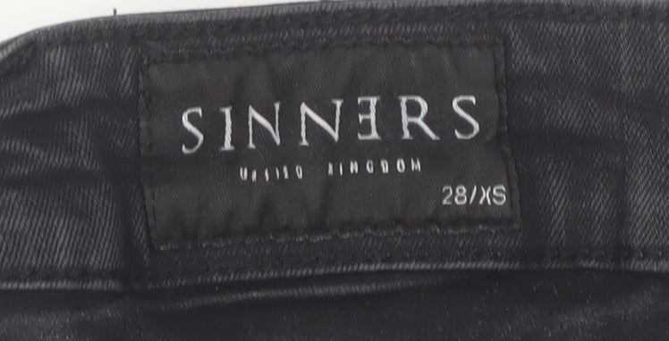 Sinners Men's Black Distressed Skinny Jeans XS