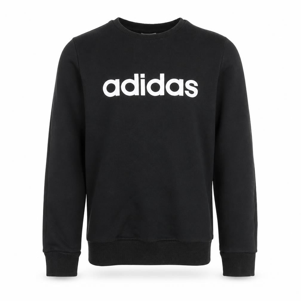 Front view of adidas boys’ black sweatshirt, logo, 13-14 years, graphic print
