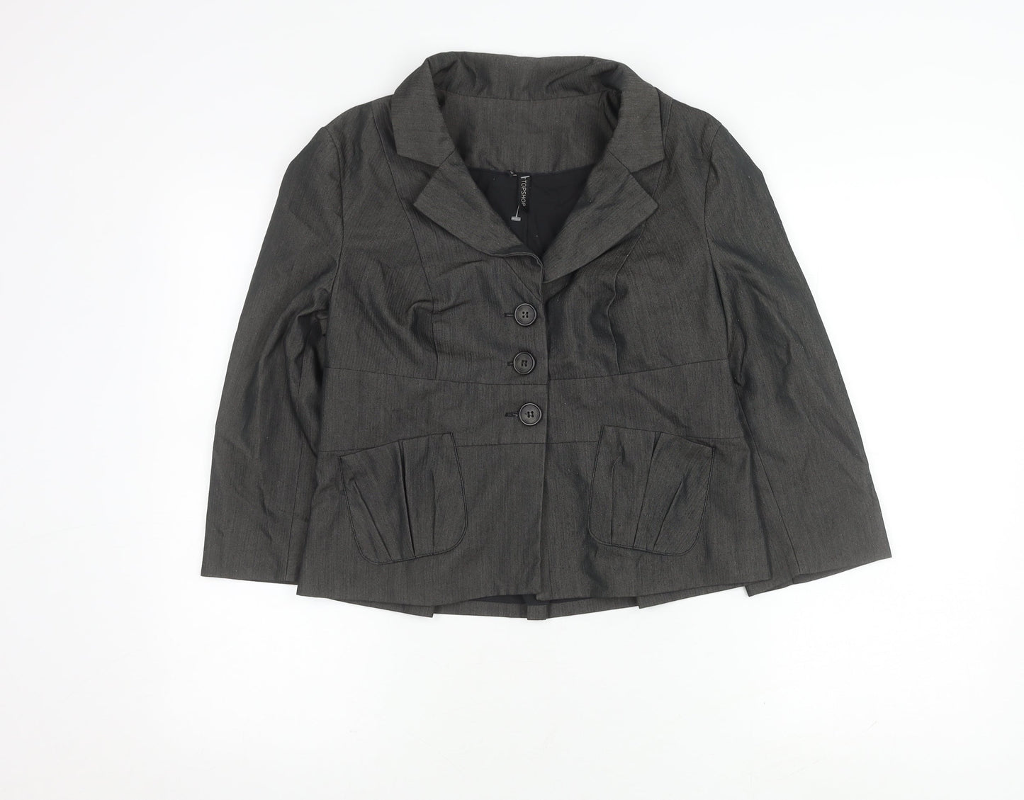 Topshop Women Black Suit Jacket Size 12 Notch Lapel