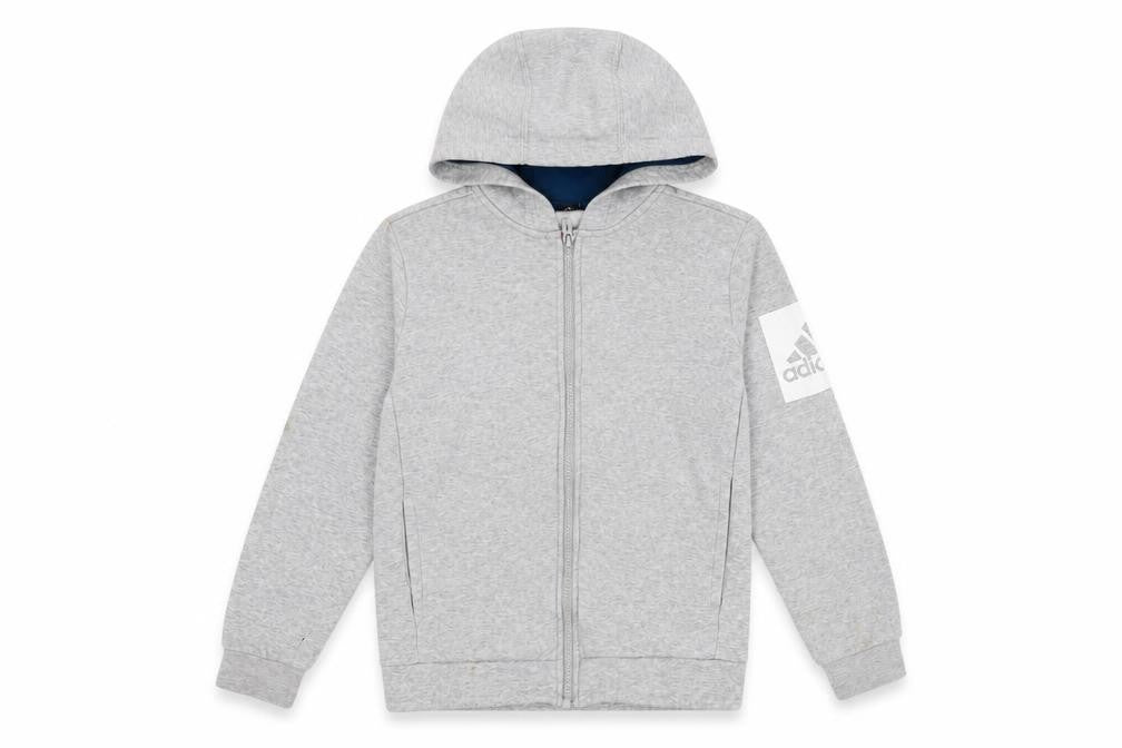 Adidas Boys Grey Full Zip Hoodie 9-10 Years