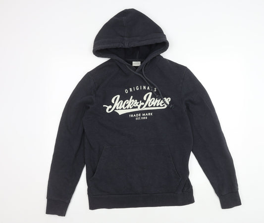 Jack and Jones Men's Black S Pullover Logo Hoodie