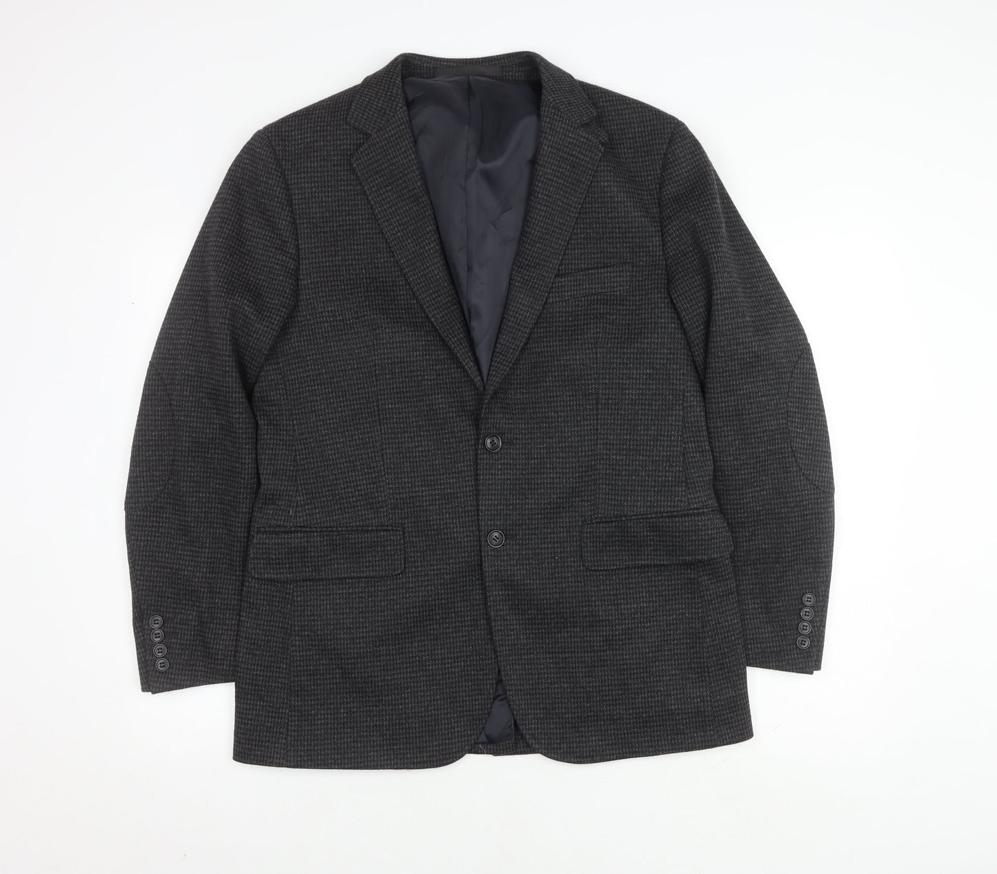 Marks and Spencer Men's Grey Check Blazer, 38R, Single-Breasted
