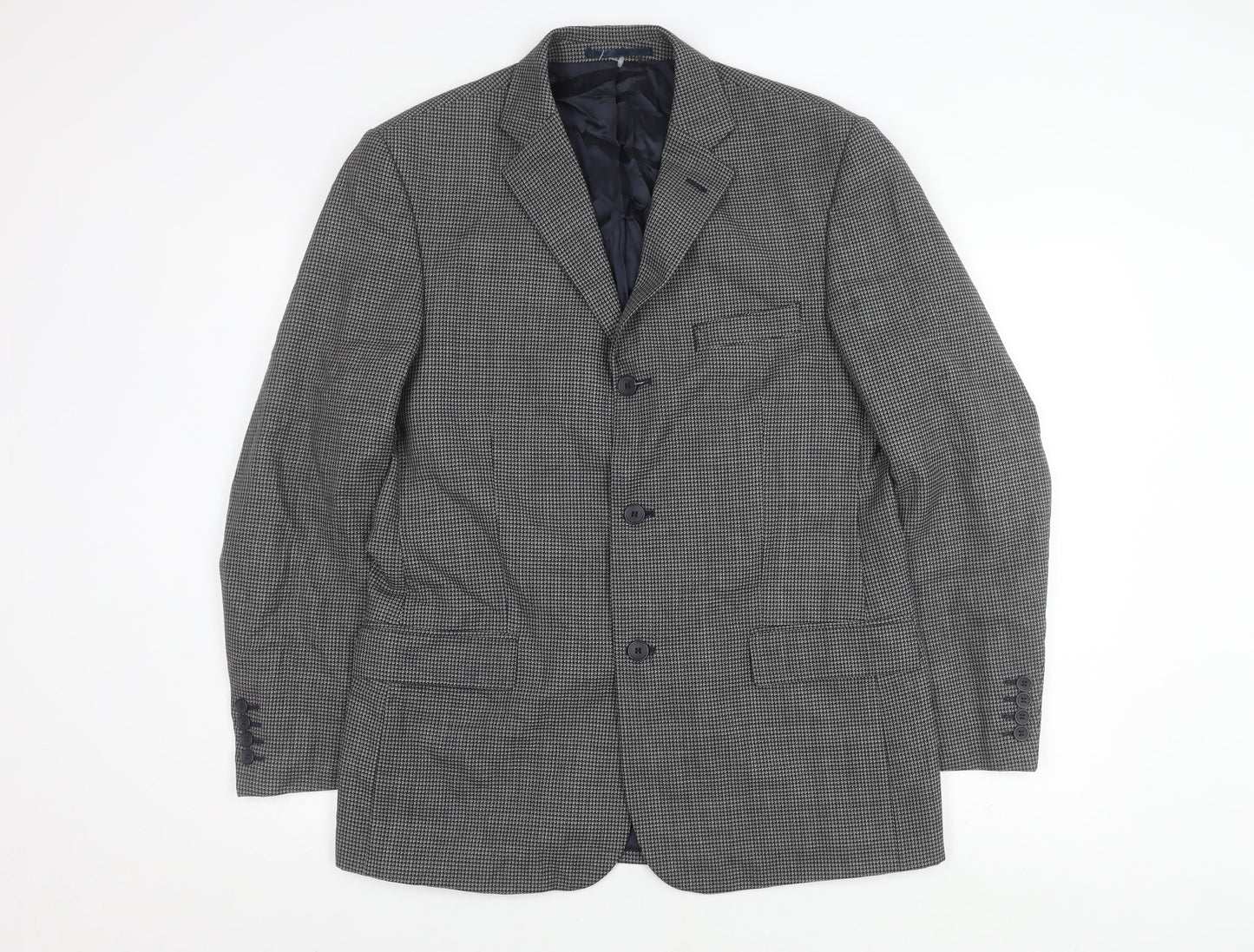 Debenhams Men's Grey Wool Blazer 40 Regular Herringbone