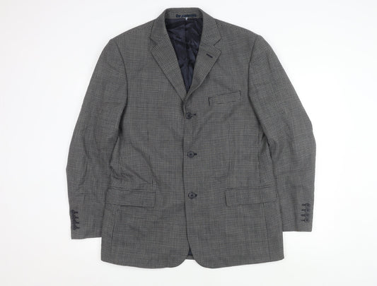 Debenhams Men's Grey Wool Blazer 40 Regular Herringbone