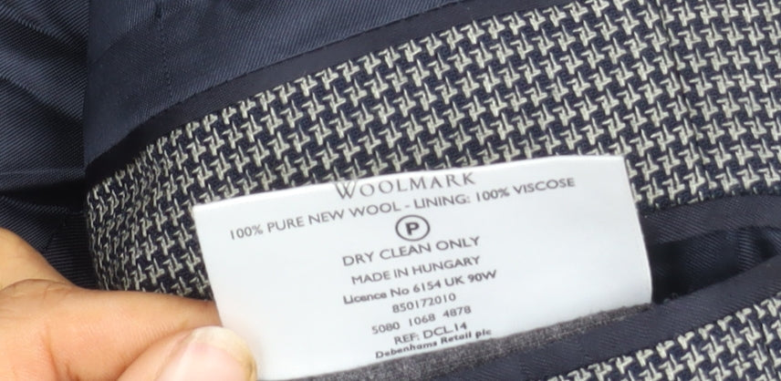 Debenhams Men's Grey Wool Blazer 40 Regular Herringbone