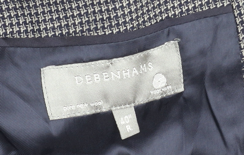 Debenhams Men's Grey Wool Blazer 40 Regular Herringbone