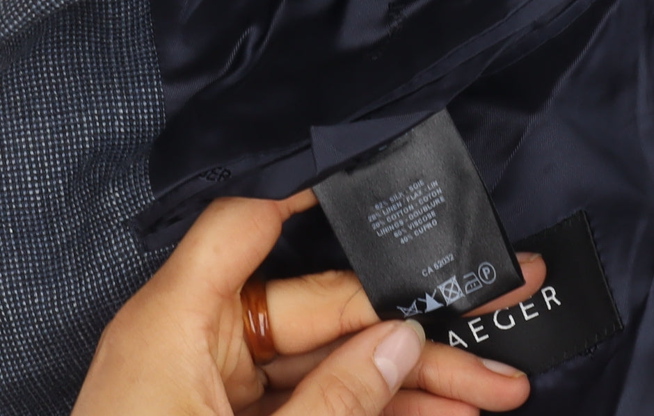 Jaeger Men's Blue Check Blazer 42R Formal Jacket