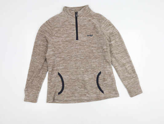 Weird Fish Women's Beige Zip Sweatshirt Size 12